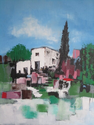 Painting titled "un petit village" by Paddy Manlay (Paddy), Original Artwork