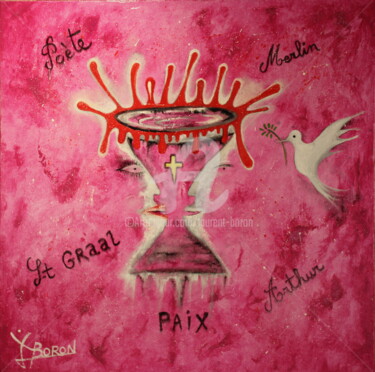 Painting titled "LE GRAAL" by Laurent Boron, Original Artwork, Oil