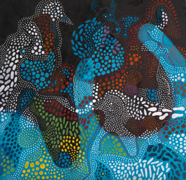 Peinture intitulée "The Birds and the E…" par Nathalie Gribinski, Œuvre d'art originale, Acrylique Monté sur Panneau de bois