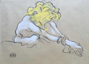 Dessin intitulée "A823 Ambre - Seated…" par Etienne Bonnet, Œuvre d'art originale, Craie