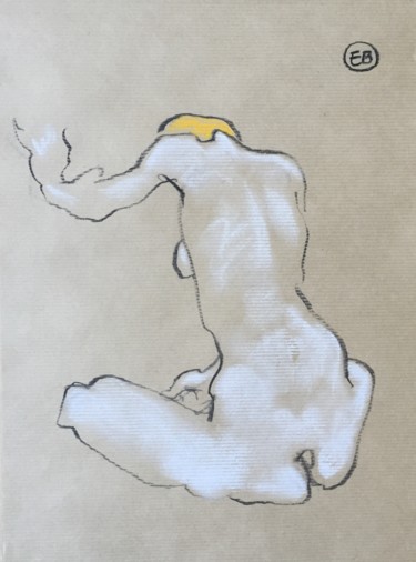 A833 Ambre - seated back view 01 Dessin intitulée "A833 Ambre - seated…" par Etienne Bonnet, Œuvre d'art originale, Craie