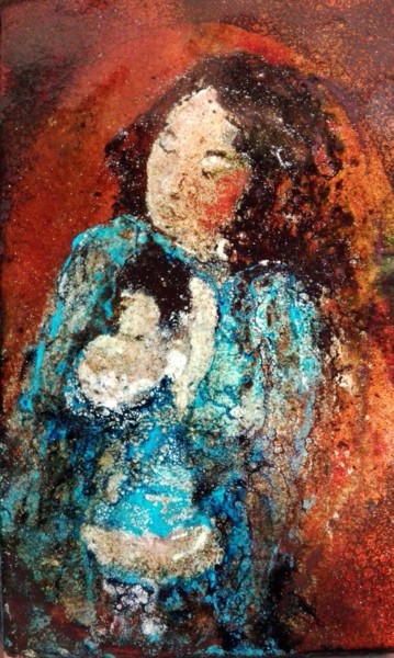 Tendresse - Pièce unique - N°22 Malerei mit dem Titel "Tendresse - Pièce u…" von Isabelle Mathis, Original-Kunstwerk, Emaille