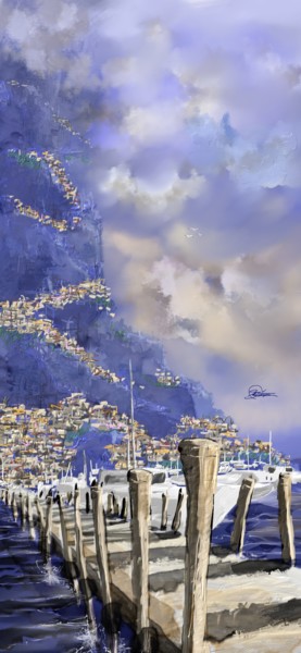 Painting titled "20180305mountain-ci…" by Skywalker, Original Artwork, Ink