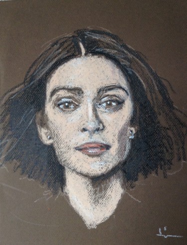 Drawing titled "Emily" by Dominique Dève, Original Artwork, Pastel