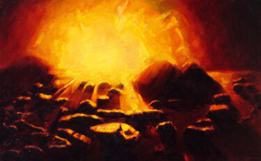 Lumière Solaire Peinture intitulée "Lumière Solaire" par David Benayoun, Œuvre d'art originale, Huile Monté sur Châssis en bois