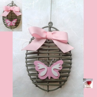 Oeuf métal gris rose Artisanat intitulée "Oeuf métal gris rose" par Creasoize, Œuvre d'art originale