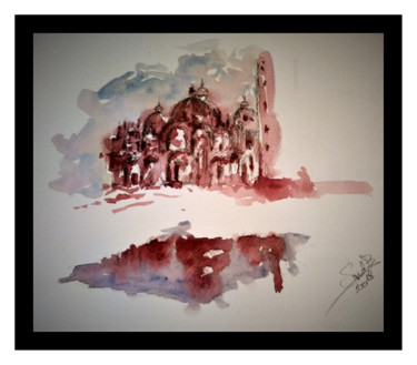 Peinture intitulée "San Marco reflection" par Benny Smet, Œuvre d'art originale, Aquarelle