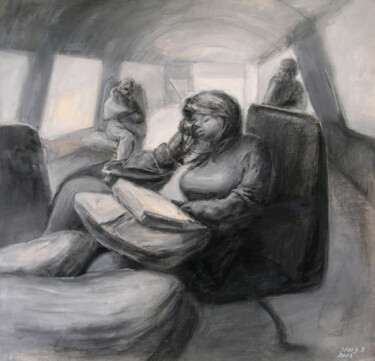 Julie Endormie Dessin intitulée "Julie Endormie" par David Benayoun, Œuvre d'art originale, Craie
