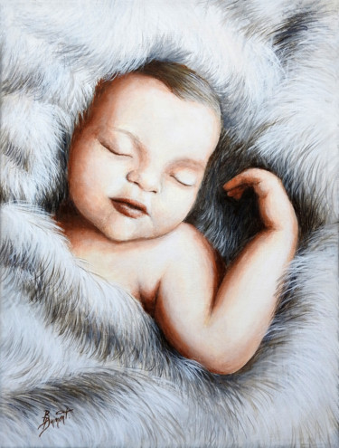 Painting titled "Douce nuit" by Brigitte Dumont, Original Artwork, Acrylic