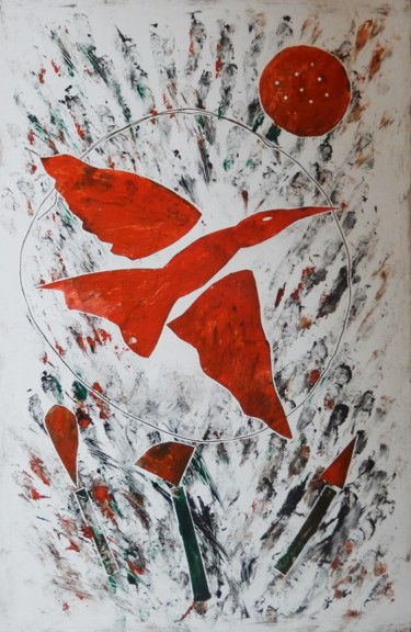 印花与版画 标题为“Bird” 由Ivana Pelouchová (IVANEL), 原创艺术品, 油