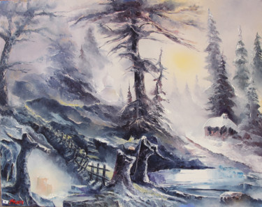 Peinture intitulée "DANSE DE GLACE" par Ma, Œuvre d'art originale, Huile