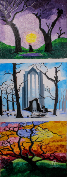 Peinture intitulée "Triptique" par Alepph.K, Œuvre d'art originale, Huile
