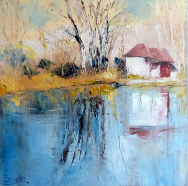 Peinture intitulée "Canal de Savière" par Eve Hernandez, Œuvre d'art originale, Huile