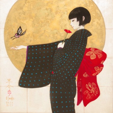Peinture intitulée "AGEHA ~Noir~( Papil…" par Souske, Œuvre d'art originale, Autre