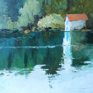 Peinture intitulée "Aiguebelette, le ha…" par Eve Hernandez, Œuvre d'art originale, Huile