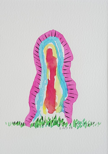 Peinture intitulée "Aquarelle la grotte" par György Acs, Œuvre d'art originale, Aquarelle