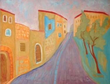绘画 标题为“street in Safed7” 由Janna Shulrufer, 原创艺术品, 油