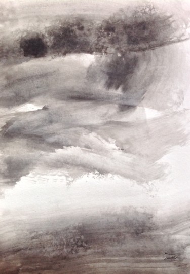 Peinture intitulée "Japon "Dans la brum…" par Arnaud Thévenin, Œuvre d'art originale, Encre