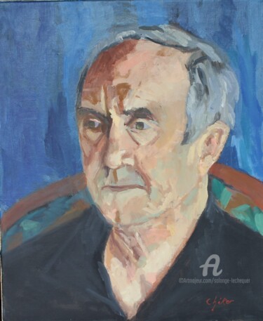 Peinture intitulée "portrait de Jean-Cl…" par Chéker, Œuvre d'art originale, Huile Monté sur Châssis en bois