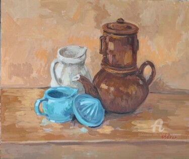 Peinture intitulée "Vie silencieuse: ca…" par Chéker, Œuvre d'art originale, Huile Monté sur Châssis en bois