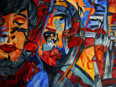 Schilderij getiteld "deep-in-my-mind" door Vera Boldt, Origineel Kunstwerk, Aquarel