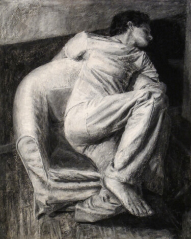 Figure dans un intérieur Dessin intitulée "Figure dans un inté…" par David Benayoun, Œuvre d'art originale, Craie