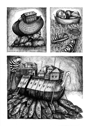 Printmaking titled ""flottaison intime"" by Mélissa Tresse, Original Artwork, Screenprinting