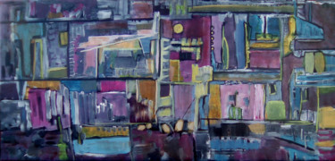 Peinture intitulée "composition-urbaine…" par Philippe Langaud, Œuvre d'art originale, Acrylique