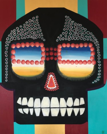 The skull with the helmet Painting titled "The skull with the…" by Colin Kunz, Original Artwork, Acrylic