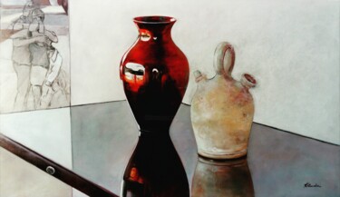 Pintura titulada "DESPEDIDA EN GRIS" por Klaudia Neuhardt, Obra de arte original, Oleo Montado en Panel de madera