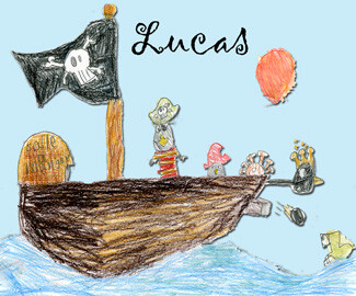 Dessin intitulée "Bateaux Pirates" par Fanie Lefebvre (Multicol'Art), Œuvre d'art originale