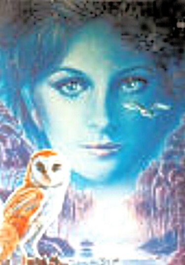 Peinture intitulée "la-femme-et l'hibou…" par Monette O'Neill, Œuvre d'art originale, Autre