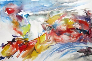Sunbathing beauty 绘画 标题为“Sunbathing beauty” 由Zsolt Székelyhidi, 原创艺术品, 水彩