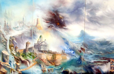 Malerei mit dem Titel "finngate-triptyque-…" von Ma, Original-Kunstwerk, Öl