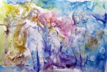Dancing beauties 绘画 标题为“Dancing beauties” 由Zsolt Székelyhidi, 原创艺术品, 水彩