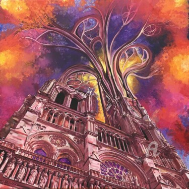 Notre Dame Nature (Architecture & Biomimétisme) 绘画 标题为“Notre Dame Nature (…” 由Almakan, 原创艺术品, 丙烯