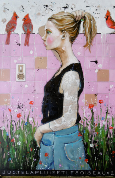 Peinture intitulée "Juste la pluie et l…" par Catherine Cornec, Œuvre d'art originale, Huile