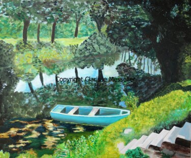 Barque à Samois Malerei mit dem Titel "Barque à Samois" von Clarisse Messelier, Original-Kunstwerk, Acryl