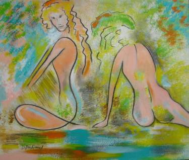 Deux soeurs Peinture intitulée "Deux soeurs" par Dominique Bertrand, Œuvre d'art originale, Acrylique