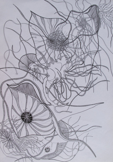 Drawing titled "water monsters n°2" by Christophe Gueraut, Original Artwork