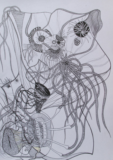 Drawing titled "water monsters n°4" by Christophe Gueraut, Original Artwork