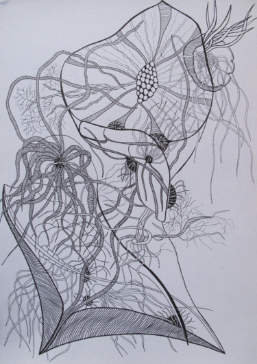 Drawing titled "water monsters n°3" by Christophe Gueraut, Original Artwork