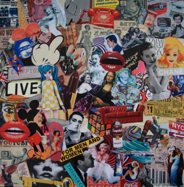 Collages intitulée "What the f*** !..." par Valérie Weiland (VALpapers), Œuvre d'art originale