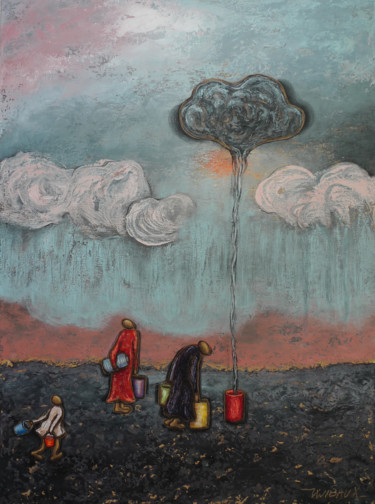 Peinture intitulée "Le seau" par Véronique Wibaux, Œuvre d'art originale, Acrylique Monté sur Châssis en bois