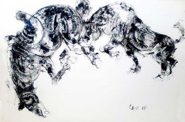 Painting titled "sans-titre-90-cm-x-…" by Bachir Laib, Original Artwork, Acrylic
