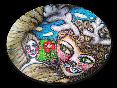 Peinture intitulée "Hybride Renne" par Karine Garelli (Reds Robin), Œuvre d'art originale, Acrylique