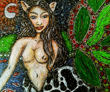 Peinture intitulée "Hybride cow" par Karine Garelli (Reds Robin), Œuvre d'art originale, Acrylique