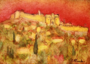 "Fort de Villeneuve lez Avignon" Peinture intitulée ""Fort de Villeneuve…" par Jean Xavier Combe, Œuvre d'art originale, Huile Monté sur Châssis en bois