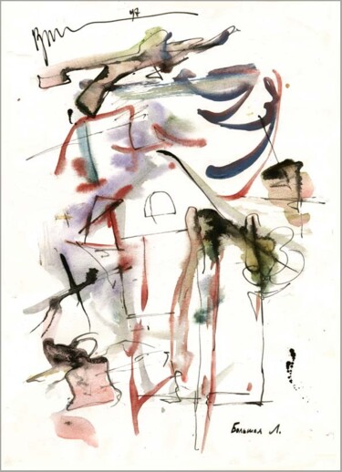 Σχέδιο με τίτλο "big L." από Дима Dima Вильмс Wilms (Рок-Живописец Rock-Painter), Αυθεντικά έργα τέχνης, Ακουαρέλα