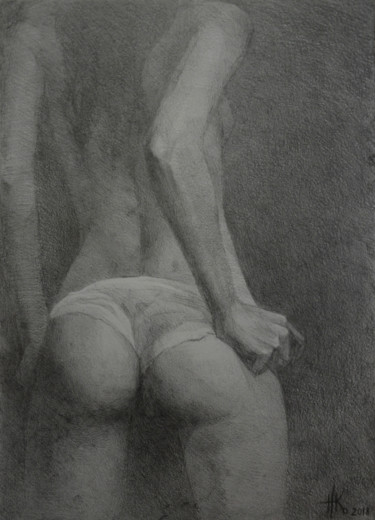 Body. Study #0090 Tekening getiteld "Body. Study #0090" door Zhanna Kondratenko, Origineel Kunstwerk, Potlood